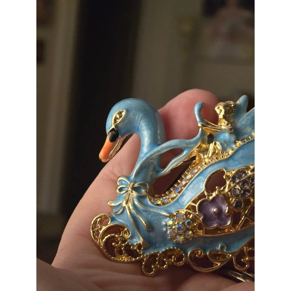 Kirks Folly Style Blue Swan Sleigh Brooch